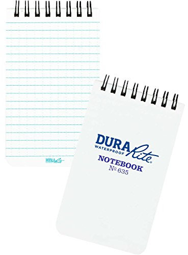 Rite in the Rain Waterproof (DURARITE) Top-Spiral Notebook, 3 x 5, White Cover, Universal Pattern (No. 635)