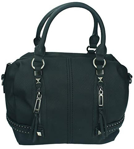 Damen Handtasche MILANO 2 Henkeltasche Umhängetasche mit Reißverschluss, Schulterriemen und zwei Henkeln Farbe schwarz