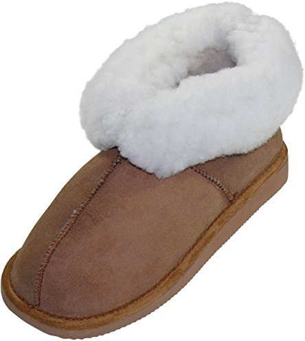 Harrys-Collection Hausschuhe aus Lammfell in 2 Farben mit Fester Sohle, Farben:braun, Schuhgröße:45