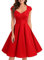 Bbonlinedress Robe Vintage Femme Chic Robe de Soirée Courte 1950s Robe Années 50s 60s Col Carrée pour Baptême Fête Cocktail Anniversaire Red M