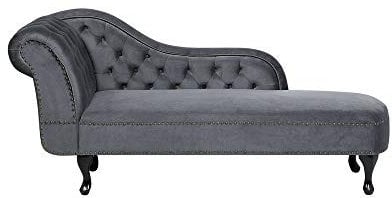 Beliani Klassische Récamiere im Chesterfield Style linksseitig grau Nimes