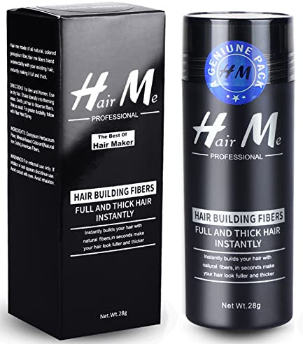 Poudre Densifiante Volume Cheveux Chatain Calvitie Homme Hair Building Fibers(Noir)