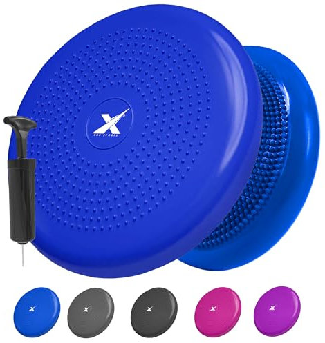XN8 Sports Wobble Cushion Non-Slip Inflatable Board - Balance Cushion with Pump for Core Training-Fitness- Exercise-Posture-Agility-Gym-Workouts-Yoga - Sensory Cushion for Chair
