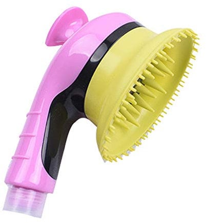 QMYS Pet Bathing Tool Universal Dog Cat Shower Sprayer Cleaner Suit Attachment Brush for Hose Bath Massage Scrubber Silicone Cleaning Washer Comb Garden (Rose Red)