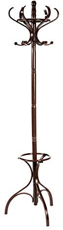 COSTWAY Wooden Rotating Coat Hat Hanger, 12 Hooks Freestanding Hallstand Umbrella Stand, Home Office Entryway Storage Display Hall Tree (Mahogany)