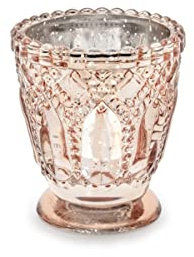 4 Photophores en verre rose gold 8 cm