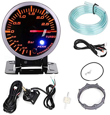 Turbo Boost Manometer, 2,5 Zoll 60 mm 3,0 Bar LED Auto Modifikation Turbo Boost Meter Anzeige DC12V Auto Turbo Ladedruckanzeige Set