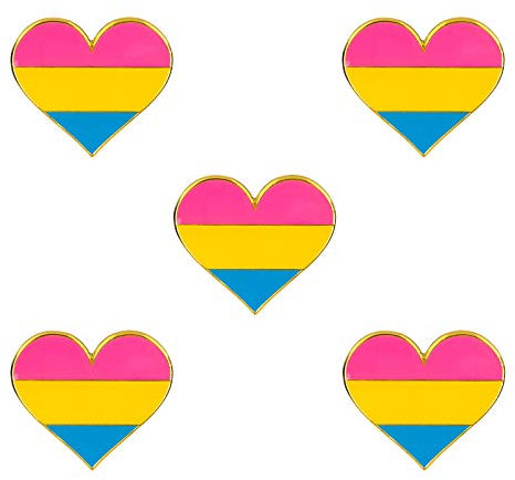 5 Stück Pansexuell Stolz Herz Gestalten Abzeichen Brosche Emaille Anstecknadel