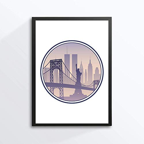 Kunstdruck Din A4 - Freiheitsstatue Brooklyn Bridge - Statue of Liberty - New York City Grafik Poster Bild - ohne Bilderrahmen