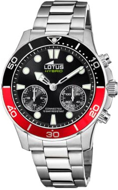 LOTUS Reloj Inteligente Hombre Híbrido Connected de Acero Inoxidable 316l - Analógico Inteligente - Resistente al Agua 10 ATM 18800/5 - Control Música, Cuenta Pasos, Notifica y Rechaza Llamadas