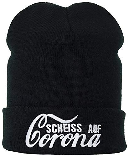 EXPRESS-STICKEREI Haube mit Spruch Scheiss auf Corona - Beanie für Damen und Herren - Warme Wintermütze mit Spruch - Lustige Strickmütze - Unisex Wollmütze