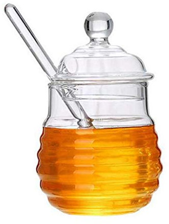 Tubayia Pot à miel en plastique avec cuillère et couvercle
