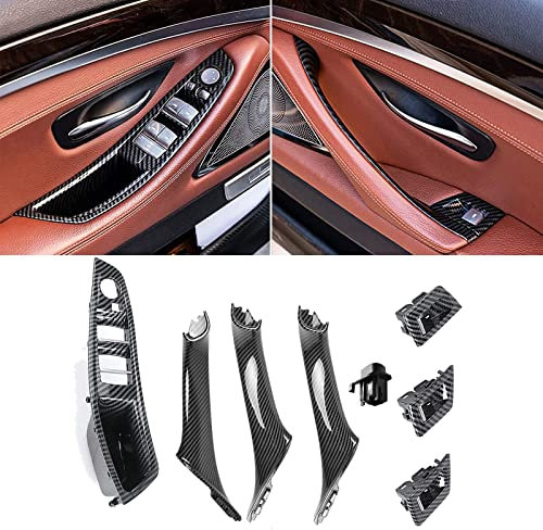 HommyFine Innentürgriff Ersatztürgriff Innentür Ersatzgriff Set kompatibel mit BMW 5er Serie F10 F11Türgriff Innen (Kohlefaser Schwarz)