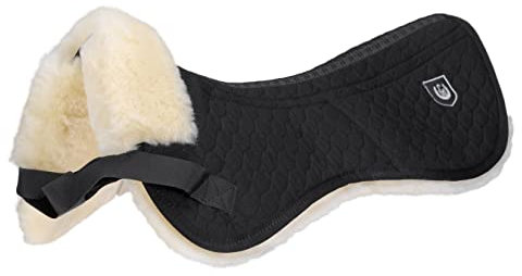 Werner Christ Lammfell Sattelpad Ultra Doppeltasche Ohne Rand anatomische Sattelkissen aus echtem medizinischem Fell, in schwarz, Größe: Warmblut
