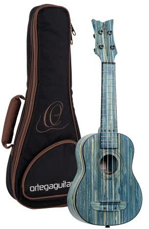 Ortega Guitars Sopran Ukulele Akustisch – Bamboo Series – Inklusive Gigbag – Bambus, Blau (RUSWB-SO)