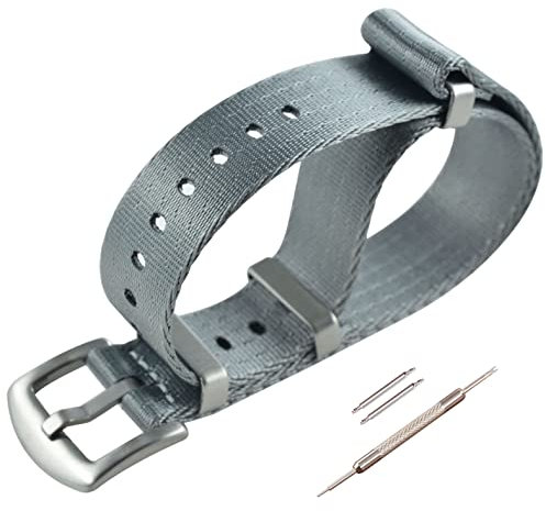 MZBUTIQ 20mm Grau Sicherheitsgurt Uhrenarmband Nylon Watch Straps Ersatz für Herren Damen Gebürstete Schnalle