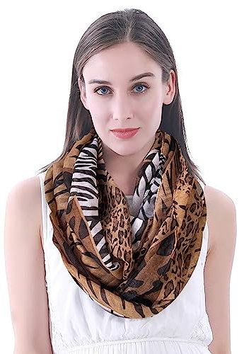 Damen Schlauchschal mit Leopardenmuster, leicht, Braun, Weiß, Schwarz, One size