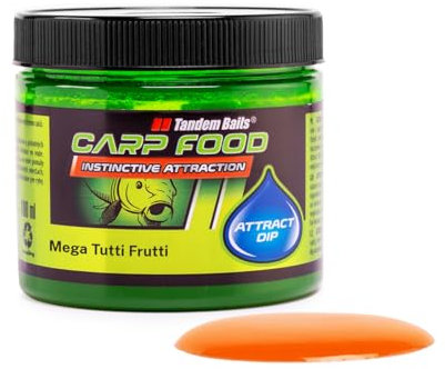 Tandem Baits Carp Food Attract Dip Mega Tutti Frutti, Karpfen Angeln ohne Mühe, Köder zum Große-Fische-Angeln, Karpfenzubehör für Profis & Hobby-Angler 100 ml