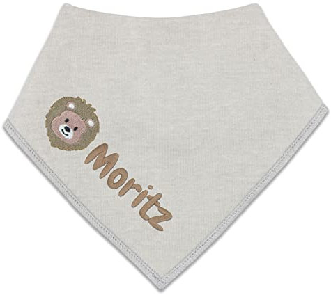 Baby Halstuch mit Namen personalisiert. Besticktes Lätzchen mit Namen und Tiermotiv. Super weiches Dreieckstuch aus Baumwollmischung. Perfektes Baby Geschenk zur Geburt. Für Junge und Mädchen