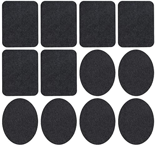 Newaner Bügelflicken, 6 Stück 12,5 cm * 9,5 cm Bügelflicken und 6 Stück Oval 13 cm * 11 cm, zum Reparieren der Innenseite von Kinder- und Erwachsenenjeans und -kleidung
