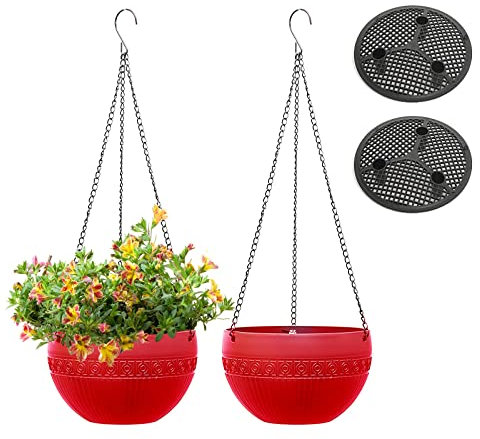 MissFox 2 Piezas Macetas Colgantes con Gancho Desmontable – 13 cm Maceteros Decorativos para Interior y Exterior, con Agujeros de Drenaje – Ideal para Jardín, Balcón y Hogar
