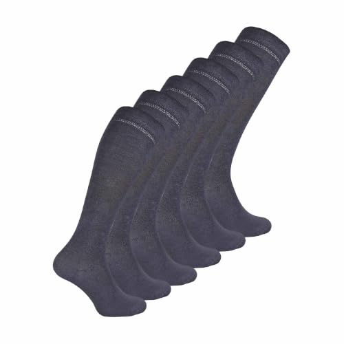 Sock Snob 6er Pack Damen Kniestrümpfe Bambus Weiche Gepolsterte Atmungsaktive Lang Socken (37-40, Grau)