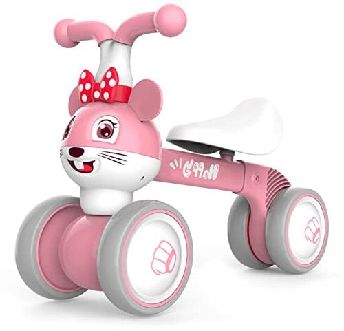 XIAPIA Baby Balance Bike 10-36 Months Toddler Ride on Toys for 1 2 3 Years Old Baby Trike Garden toys 1 st Birthday Gift for Girls Boys Bike Walker No Pedals Christmas Birthday Gift (Pink Mouse)