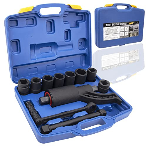 Robustes Drehmoment-Multiplier-Set, Drehmomentschlüssel, arbeitssparender Drehmoment-Multiplier, Schraubenschlüssel, Radmuttern, Entferner, 2.5 cm mit 8 CR-V-Stecknuss (4800 N/M, 1.1 m/lb)