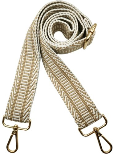 Hibate Universal Replacement Shoulder Strap for Women's Handbags - Wide 3.8cm Crossbody Bag Straps - Khaki_White
