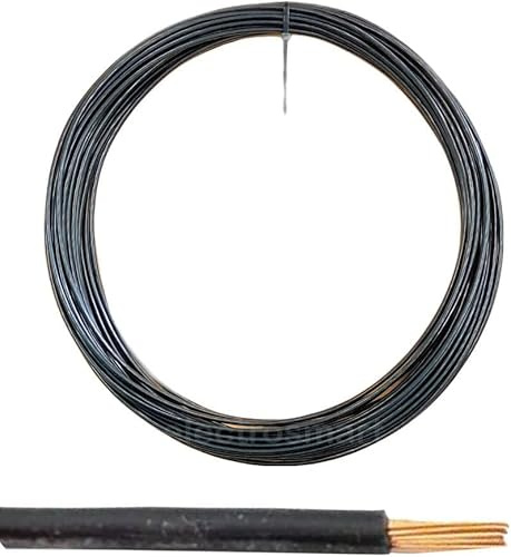 electrosmart 12V 24V 2mm² 25 Amps Single Core Copper Automotive Auto Car Marine Stranded Thin Wall Cable/Wire Red or Black (Black, 50m)