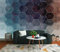 Poster Geant Mural 3D Bleu Hexagone Papier Peint Papier Peint, 120 * 80cm Moderne Décoration Murale Salon Chambre á Coucherr Bureau Salle
