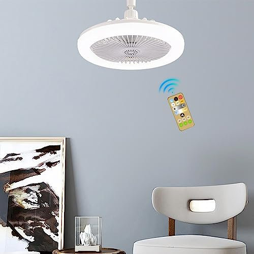 AVZYARDY Ventilador de Techo con iluminación 30W lámpara de ventilador LED E27,Ventilador silencioso eléctrico con luz regulable de 3 colores y 3 velocidades para dormitorio, cocina