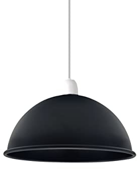 Retro-Metall-Lampenschirm im Vintage-Stil - Deckeninsel, 30 cm, Einfache Montage, Gebogen für Küche, Büro, Wohnzimmer - Mit Reduzierring (S2-Schwarz)