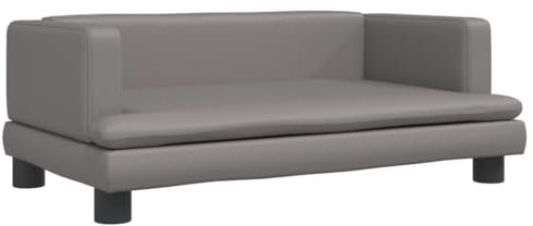 vidaXL Hundebett, Hundekissen mit weicher Polsterung, Hundesofa Hundecouch für kleine Hunde Haustiere, Haustierbett Katzenbett, Grau Kunstleder