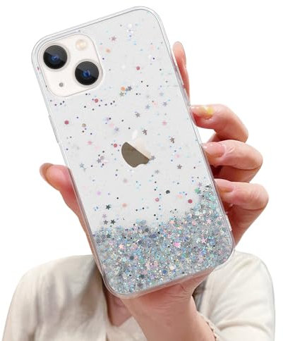 LCHULLE Glitzer Hülle Kompatibel mit iPhone 15 Plus(6.7 Zoll) Handyhülle Mädchen Schuzhülle Glitzer klar TPU Bumper Silikon Hülle Handyhülle Tasche Case Cover für iPhone 15 Plus Transparent