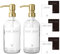 Janxin Lot de 2 distributeurs de savon en verre pour évier de cuisine avec pompe, savon vaisselle, lotion (bouteilles transparentes + pompes dorées)