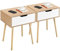 Yaheetech Nachttisch 2er Set Beistelltisch Nachtkommode mit Schublade Holzbeine Sofatisch Nachtschrank Boxspringbett Nachtkommode für Schlafzimmer/Wohnzimmer, Hellbraun