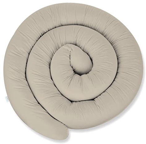 XXXL 400 cm Bettschlange für Allergiker Bettkissen Stillkissen Bettrolle Zierkissen Bettumrandung Schlange Handmade 100% Baumwolle ekmTRADE (8 – Beige, 400 cm)