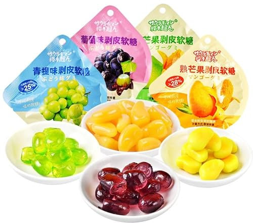 Peelable Candy,Mango White Peach Peeling Fruit Fudge,25% Fruit Juice Content Soft Candy,Litchi Grape Gummy Candy,Chinese Candy,Desserts,New Year Candies,Chinese Snacks Gift (Mixed flavors,2bags)