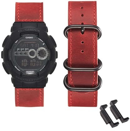 KUWAI Lederarmband für Casio DW-5600/D5600/D5500 Armband, PU Weich Leder mit Schnalle Rostfreiem Stahl Armband kompatibel mit Casio DW-5600/D5600/D5500 Armbänder Zubehör für Herren Damen Armband (C)