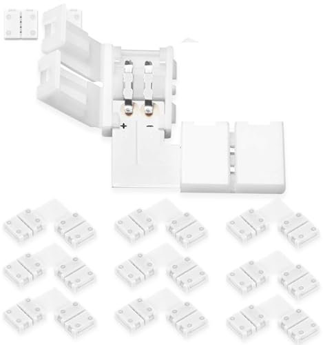 UBRAVE LED Strip Verbinder, 10 Stücke 8mm 2 Polig LED Strip Eckverbinder-L Förmige, LED Schnellverbinder für 8mm Breit SMD 3528/2835 RGB LED Streifen Stripes, LED Streifen Flexibel Verbindungskabel