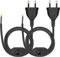 Euro Netzkabel mit Schalter, 3 Meter LED Dimmer, 2 X Euro Stecker Verlängerungskabel Drehdimmer Typ C, 2 x 0,5 mm², bis 1A/250V, 40W, nur für Leuchten mit Dimmfunktion, Schwarz