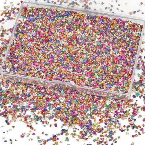 GORGECRAFT 1 Schachtel Unregelmäßiger Glassplitter Bunt Zerbrochenes Glas 100g Pailletten Metallischer Kies Kunsthandwerk Für Untersetzer Ornamente Schmuckherstellung Vasenfüller DIY Harz.