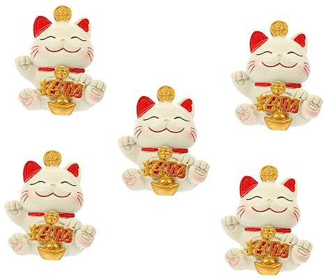 TOPBATHY 5st Glückliche Katzenverzierung Cupcake-Topper Mit Katzenfigur Chinesische Katze Winkt Mit Dem Arm Japanische Katzenfigur Mini-katzenstatue Katzenautoverzierung Glückskatzen Harz