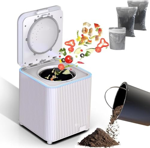 Bac à Compost pour la Cuisine, Poubelle à Compost Automatique de 3,5 L for comptoir de Cuisine, avec Filtre à Charbon remplaçable for Une Transformation sans Odeur des déchets en Engrais Sec