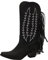 Damen Fransen Cowboystiefel mit Stickerei Wildleder Vamp Retro Klassische Lässige Halbhohe Western Stiefel Stylische Kuschelige Nicht Slip Quadratischer Wurzel Plateau Spitze Zehenpartie Stiefeletten