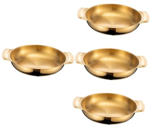 4pcs Stainless Steel Amphora Cooking Pot Set with Lid Home Instant Pans Wok Pan Plant Saucers Chafing Dishes Baking Pans Korean BBQ Pan Golden
