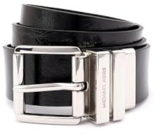 Michael Kors Damen 35mm Leather Reversible Belt Gürtel, Schwarz/Silber, X-Small