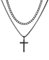 AFSTALR Kreuz Kette Herren Kreuzkette Edelstahl Layered Kreuz Kette Kubanische Kette mit Kreuz Kastenkette Halskette, Kreuz Schmuck Geschenke für Männer Schwarz 20/22 Zoll