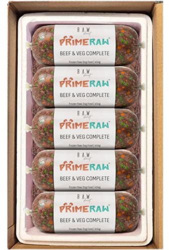 RAW DIRECT Prime Raw Frozen BARF Dog Food – 454g Rolls | 20 or 30 Rolls Pack | Premium Natural Barf Diet | High-Protein, Grain-Free & Nutrient-Rich (10, Beef & Veg)